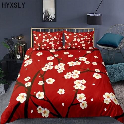 Home Living Luxury 3D Plum Blossom Print 2/3Pcs Comfortable Duvet Cover PillowCase Bedding Sets Queen King Double EU/US/AU Size