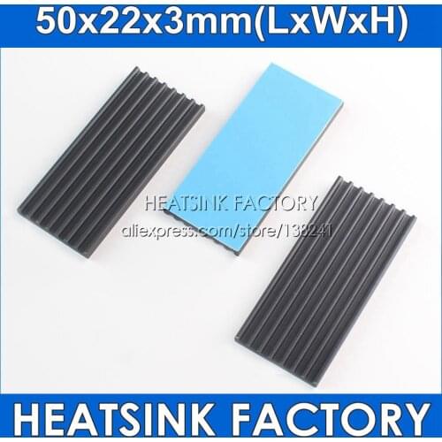 HEATSINK FACTORY 5pcs Black 50x22x3mm Heatsink Aluminum Heat Sink Radiator Cooler With Tape Applied