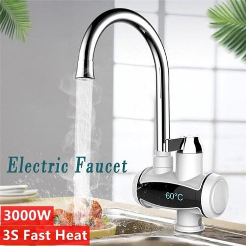 3000W Kitchen Faucet Instant Hot Water Digital LCD Display Electric Faucet Hot Water Tap Home Kitchen Fast Heating Water Tap