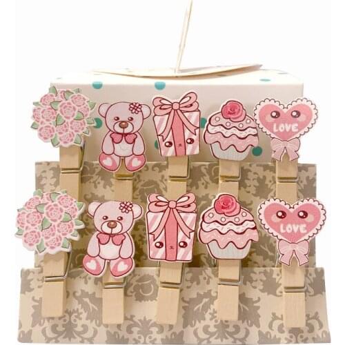 10pcs Mini Wooden Clips Love Heart Clothespin Craft Clips DIY Photo Cards Peg Paper Postcard Craft DIY Clips Office Supplies