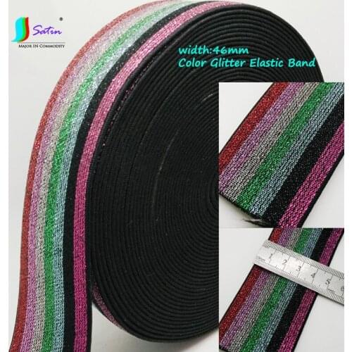 50yards Wholesale High Quality Width 46mm Polyester Colorful Glitter Elastic Band DIY Skirt Clothes Bag Decorative Elastic Band