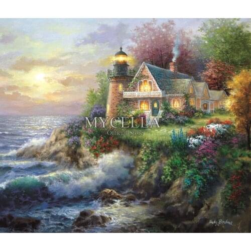 5d Diy Diamond Painting Full Cross Stitch Diamond Mosaic Cabins Houses Lighthouses Ocean Diamond Embroidery Home Decor Posters