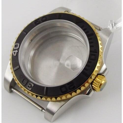 40mm Accessories Parts Sapphire Glass Black Brushed Ceramic Bezel Watch Case Fit NH35A NH36A ETA 2836 Miyota 8215 MOVEMENT