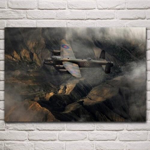 Avro lancaster british heavy bomber raf ww2 military artwork living room home wall art decor wood frame fabric posters KN290