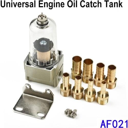 Can Diesel Filter Baffled Auto Car Mobile Engine oil separator Fuel Breather Out impurities Bracket Connector Universal