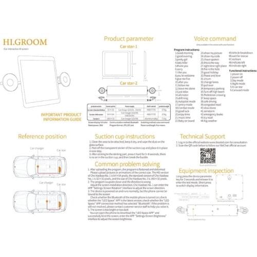 Car LED Display Screen App control Bluetooth-compatible Expression Picture DIY Scrolling LED Sign Full Color Car Rear