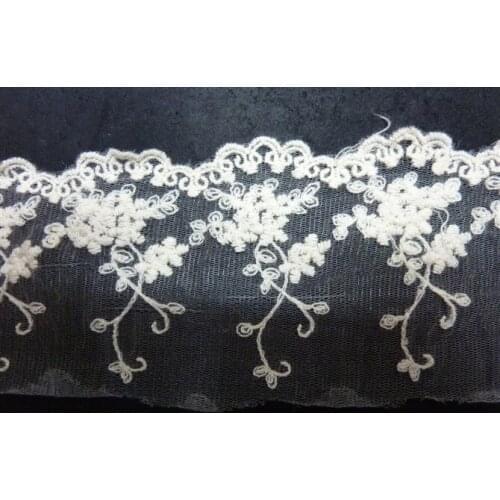 Free shipping Flower white cotton embroidered lace,3-15cm width,XERYzy65