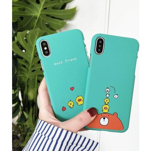 Animal Cartoon Phone Case For iphone X 6 6s 7 7Plus Cute Animals Bear Chicken Hard Plastic case For iphone 8 8plus back cover