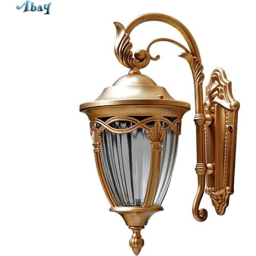 European Retro Gold Wall Lamps Outdoor Waterproof Balcony Aisle Living Room Courtyard Door Exterior Garden Wall Lights Fixtures