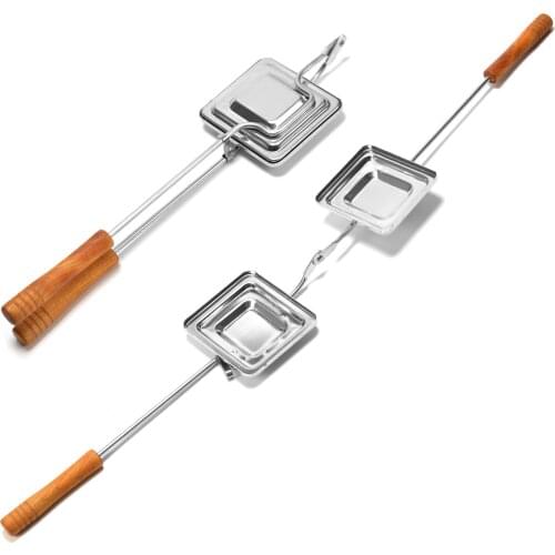 Stainless Steel Long Handle Sandwich Mold Bread Square Toast Clip Egg Waffle Double-Sided Clip Kitchen Baking Tools