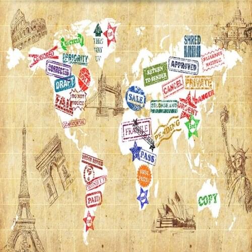 Dropship Custom Photo Wallpaper Europe United States Style Retro World Map Mural Entertainment Restaurant Decoration Wallpaper