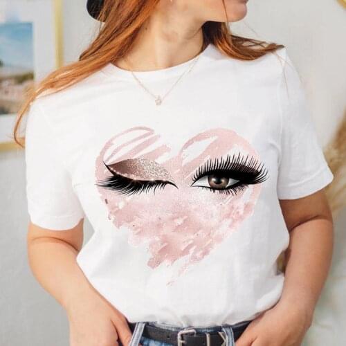 Graphic Face Love Watercolor T Shirt Tee Fashion Women Lady Cartoon Top Clothing Female Short Sleeve Lovely T-shirt Clothing