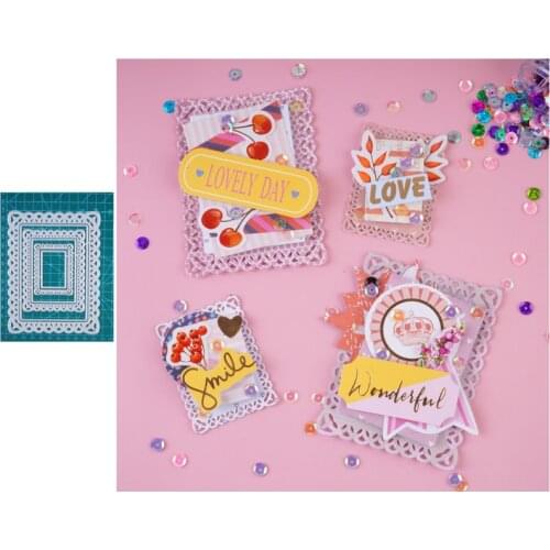 InLoveArts Lace Background Metal Cutting Dies Wedding Mold Frame Cut Die Scrapbook Paper Craft Knife Mould Blade Punch Stencils