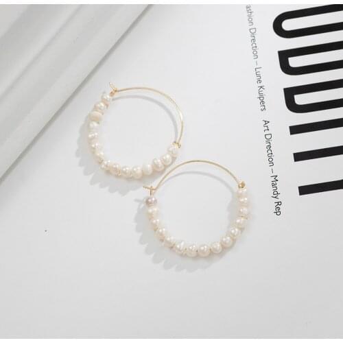 Pearl Hoop Earrings for Women White Small Freshwater Cultured Freshwater Pearl Hoop Earrings Jewelry