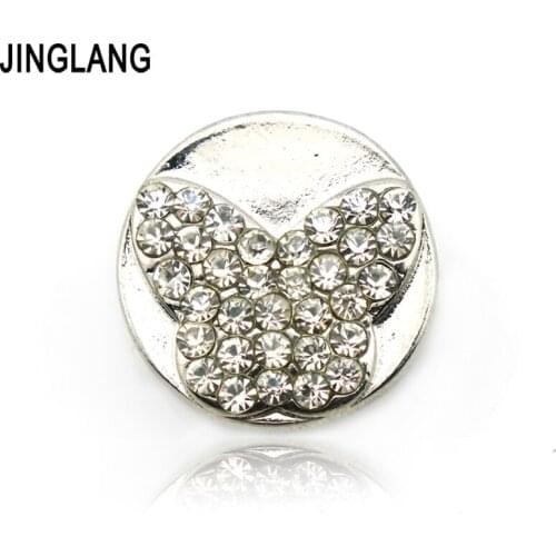 JINGLANG Fashion Charm Rhinestone Metal Retro 12mm Snap Button Bracelet Accessories Jewelry