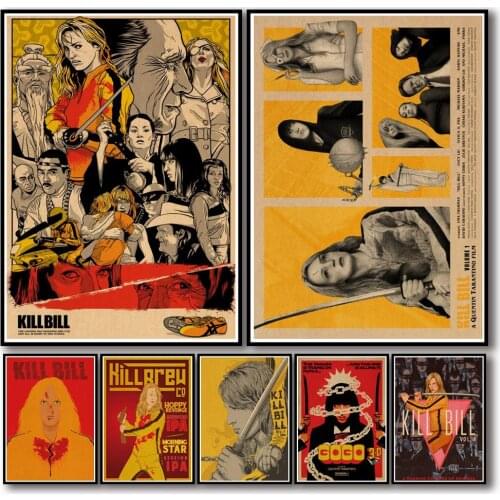 32 Designs Quentin Movie Kill Bill Kraftpaper Poster Home Decal Art Painting Funny Wall Sticker for Coffee House Bar