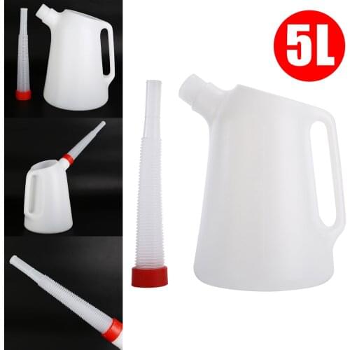 Mayitr 1pc Universal 5 Litre Garage Oil Fuel/Oil Measuring Jug With Flexible Spout For Car Motorcycle Plastic Oiler Oil Pot