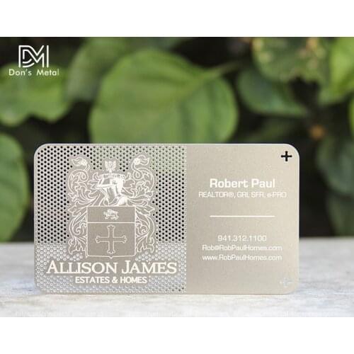 Hollow out cut out stainless steel business card metal card design metal business card custom