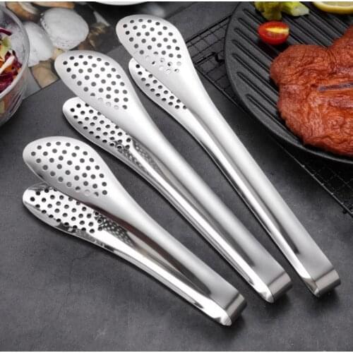 Multifuntional Stainless Steel Food Tongs, 7/9/12 Inches Stainless Steel Bread Tongs, Durable Rust Free Metal Steak Tongs SN3151
