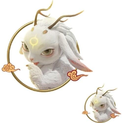 Cartoon Chinese Reindeer Animal Patches for Clothes Washable Heat Transfer Printing Iron Stickers DIY Appliques Patch Wholesale