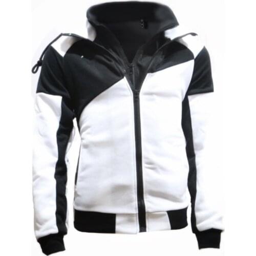 2021 Autumn New Type Mens Hoodie Zip Up Hoodie Color Block Hooded Casual Hoodies Sweatshirts Blue White Red