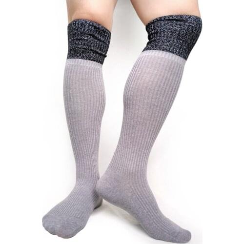 Knee High Mens Formal Dress Suit Stocking Good Quality Brand Male Sexy Socks Patchwork Long Socks Cotton Breathable Socks