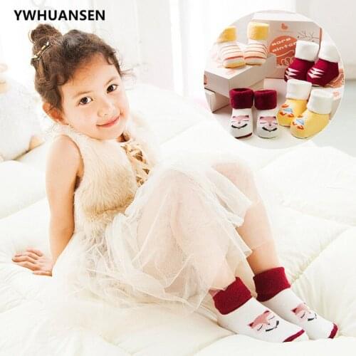 YWHUANSEN 4 Pairs/lot Winter Warm Childrens Socks Cute Socks Kids Cotton Socks For Boys Thick Soft Terry-loop Hosiery For Girls