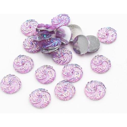New Fashion 40pcs 12mm Light Purple AB Colors Windmill Style Flat back Resin Cabochon For Bracelet Earrings accessories-G1-10
