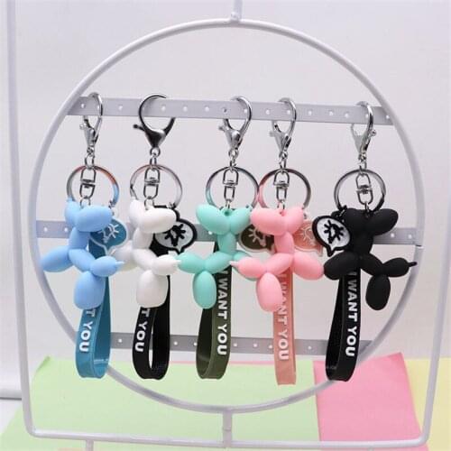 New Fashion Stereo Cute Balloon Dog Keychain Key ring Creative Cartoon Mobile Phone Bag Car Pendant Fun Keychain
