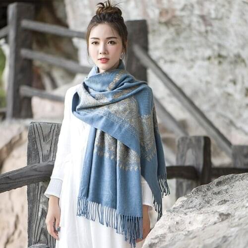 Winter Scarf Women Oversize Plaid Blanket Cashmere Pashmina Shawl Fashion Scarves and Shawls Luxury Brand Scarf Tops for Women