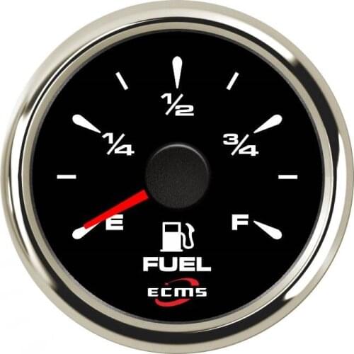 New Design Marine Boat Yacht Automotive Fuel Level Gauge E-F 9-32V 52mm 2 Inch 316L Chrome Bezel Black Dial 802-00004