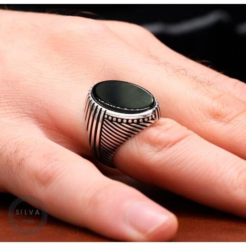 Original 925 Silver Mens ring With Onyx Stone. Mens Jewelry Stamped With Silver Stamp 925 All Sizes Are Available