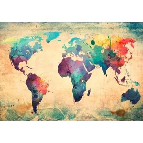 Scenery 5d Diamond Painting Oil Painting World Map full Square Drill Rhinestone Cross Stitch Diamond Embroidery Home Decoration