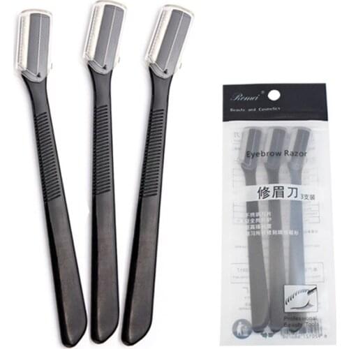 3Pcs Portable Eyebrow Trimmer Blades Shaver Knife Blade Eye Brow Shaper Shaping Tool Face Hair Remover Tool for Women Makeup