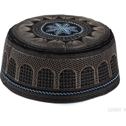 2020 Black Embroidery Muslim Prayer Hats For Men Saudi Arabia India bonnet musulman Islamic Clothing Accessories Arab Jewish Cap