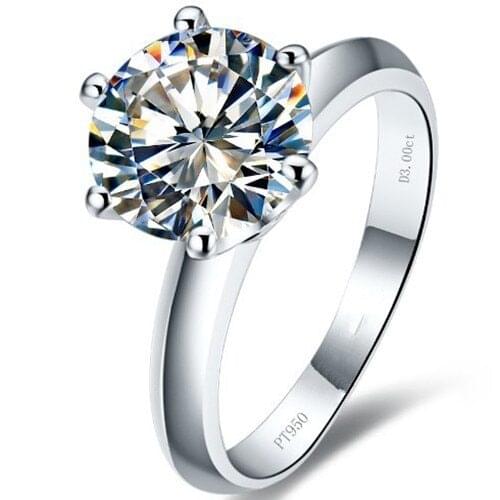 Test Positive Test Positive 3CT 9.0mm G-H Moissanite Wedding Diamond Ring Classical 925 Sterling Silver Marriage Ring