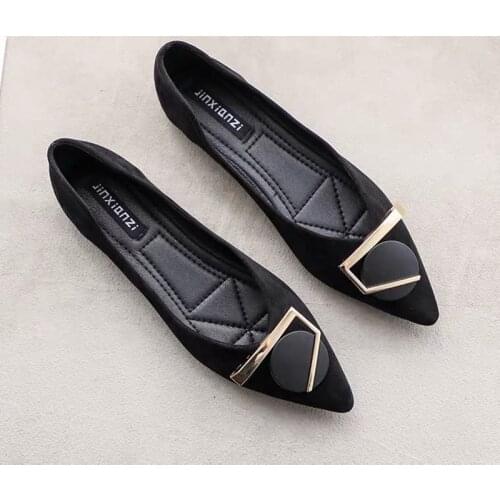 Shallow Mouth Flat Shoes Pointed Toe Scoop Shoes Spring 2020 New Single Shoes Womens Flat-heeled Soft-soled Mom Peas