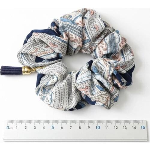 Vintage Elastic Rubber Band print Tassel Pendant Hair Tie Rope Trendy Ponytail Holde Hair Band Accessories