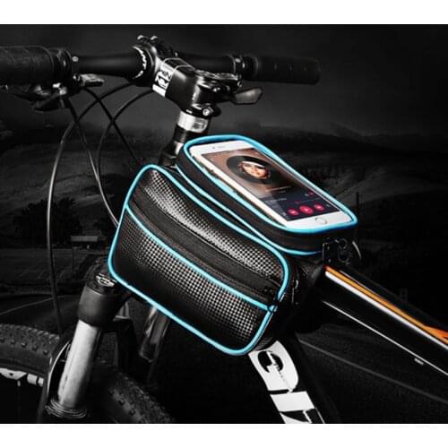 Large Capacity Bicycle Bag Mountain Bike Mobile Phone Bag Bicycle Quick Release Frame Bag Outdoor Riding Waterproof Storage Bag