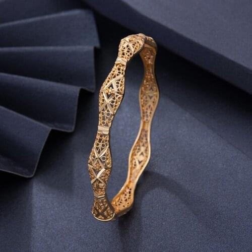 Wando 1Pcs/lot Gold Color Bangles Women Men African Jewelry Arab Middle Eastern Ornaments Dubai Wedding Gift Bracelets
