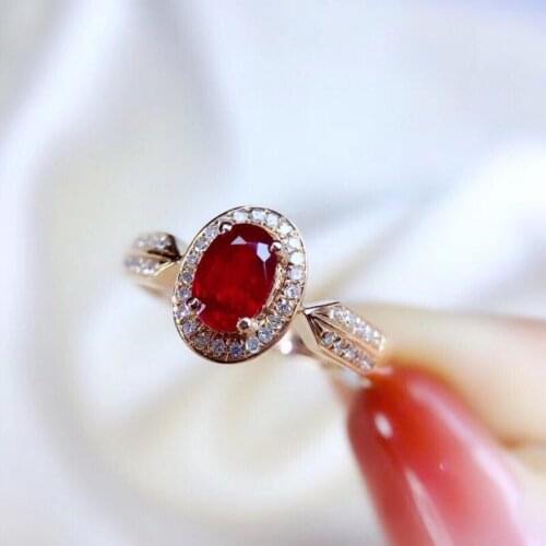 Shilovem Natural New Burning Pigeon Blood Ruby Gemstone Rings for Women Real 925 Sterling Silver new gift 5*7mm jcj0507668agh