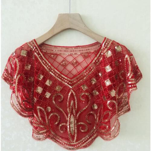 Womens Vintage 1920s Shawl Beaded Sequin Bolero Flapper Evening Cape Foreign Style Bead Lace Net Hoodie 3930