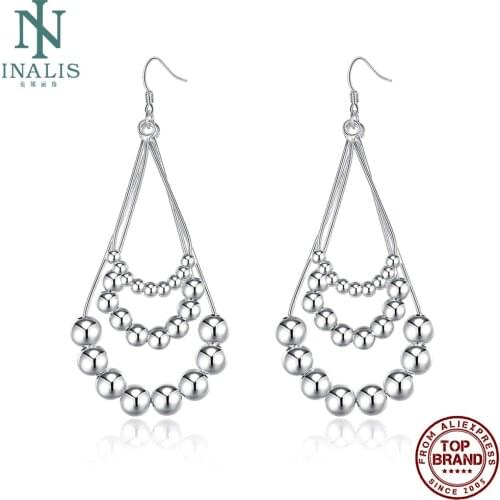 INALIS Silver Plated Drop Earrings Ball Shape Bohemian Style Female Birthday Festival Fashion Earrings For Women 2021 Statement