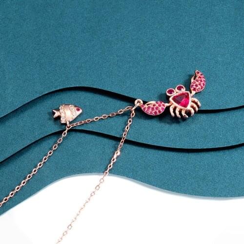 S925 Sterling Silver Crab Necklace for Women