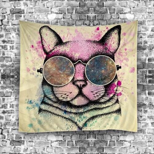 Animal cat and butterfly Elephant Tapestry Colored Printed Decorative Mandala Tapestry Boho Wall Carpet