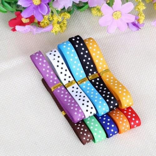 10y/lot (1y/color) New Arrival 10mm Random Mix Color Dot Printed Grosgrain Ribbon Garment Sewing Accessories DIY GRB12-01MX