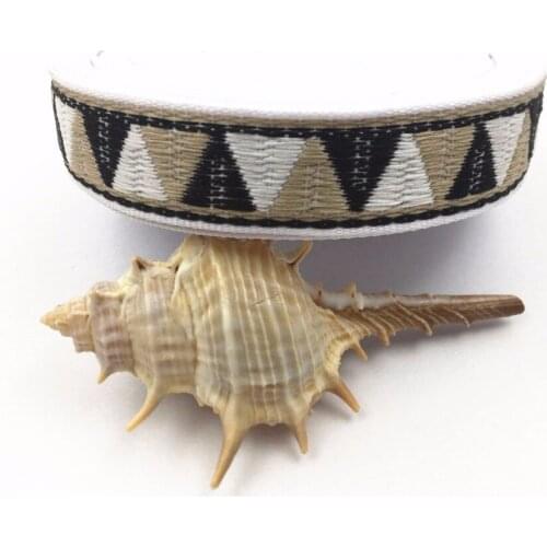 2017 NEW 4/5" 20MM 10YARD/LOT British coffee triangle geometry woven jacquard ribbon FOR CLOTHING/BAGS/SEWING BELTS