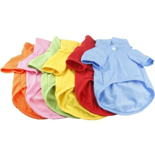 2021 Hot Selling Solid Color Dog T-shirt Pure Cotton Material Dog Vest High Quality Comfortable Teddy Puppy Polo Shirt