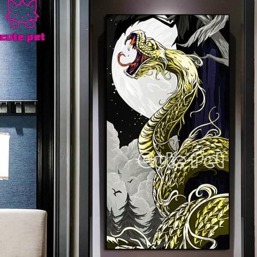 5D DIY Diamond Painting Dragon snake Full Square Round Drill Diamond Mosaic Rhinestone Embroidery Cross Stitch Home Decor large