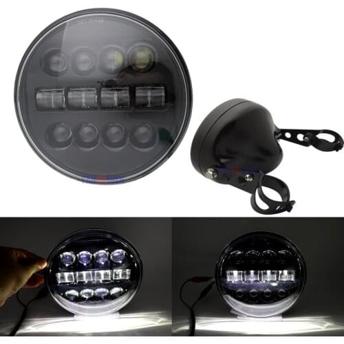 7 inch LED Headlight 60W DOT SAE E9 High/Low Beam H4 Projector Light Motorcycle Headlamp 7inch housing bucket trim ring